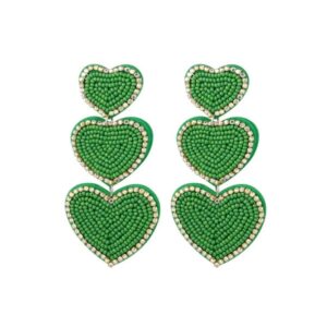 Drie hartjes groen oorbellen