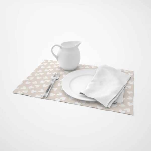 placemat hartjes beige