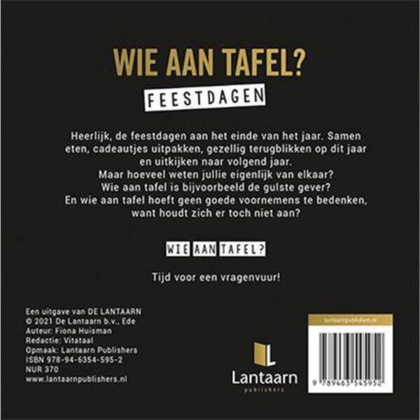 Wie aan tafel feestdagen achterkant