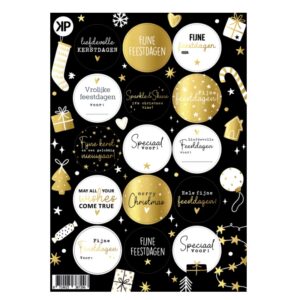 sticker kerst zwart goud